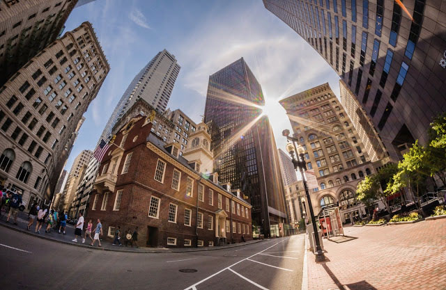 Eua massachusetts old state house no centro histórico da cidade de boston  perto de beacon hill e freedom trail